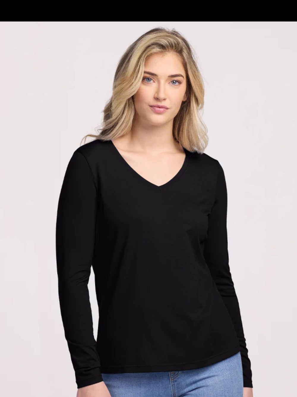 Everyday Black V-Neck Long-Sleeve Wool Tee